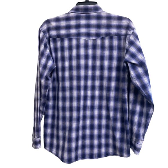Panhandle Slim Cobalt Blue Plaid Youth Western Shirt XL / 18 100% Cotton - Picture 2 of 7
